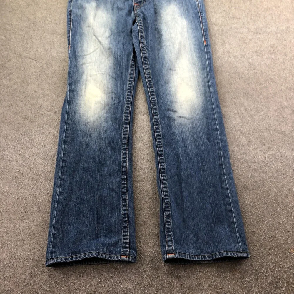 True Religion Jeans Mens 32 Blue Section Straight USA Distressed Denim Pants